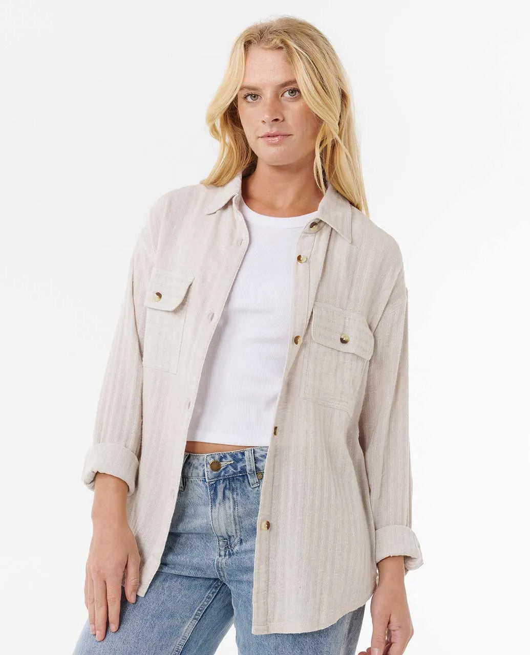 Ripcurl Women's Oceanic Textured Shacket - Moonbeam