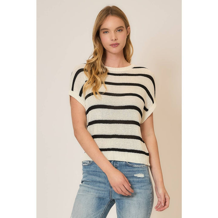 Striped Drop Shoulder Knit Sleeveless Top