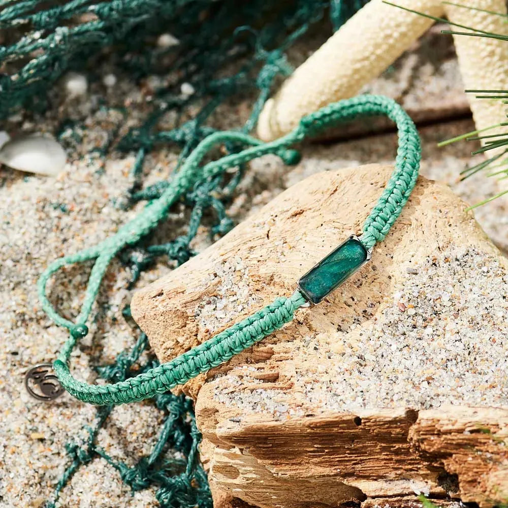 4Ocean Ghost Net Braided Bracelet Seafoam Green pic 1 | SoHa Surf Shop