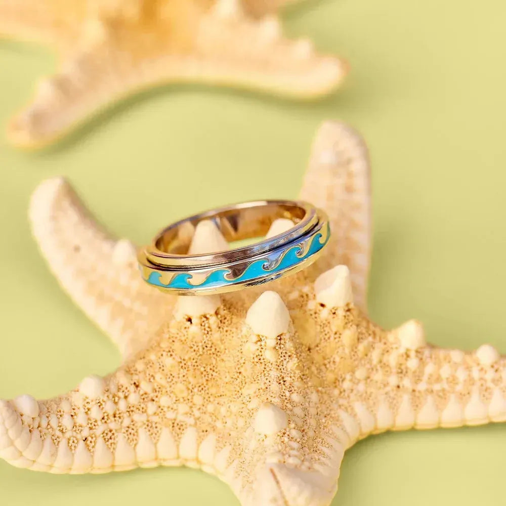 Pura Vida Enamel Wave Fidget Ring Silver pic 6 | SoHa Surf Shop