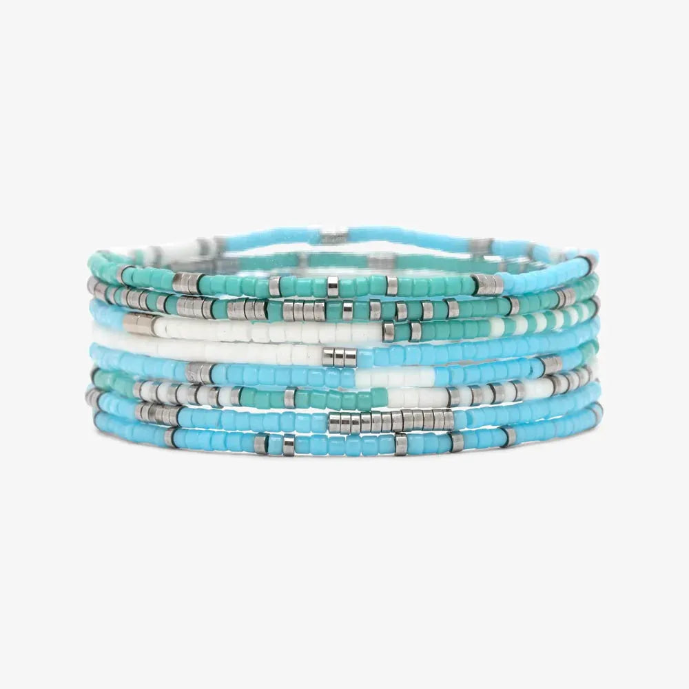 Pura Vida Seafoam Dream Stretch Bracelet Set Default Title pic 2 | SoHa Surf Shop