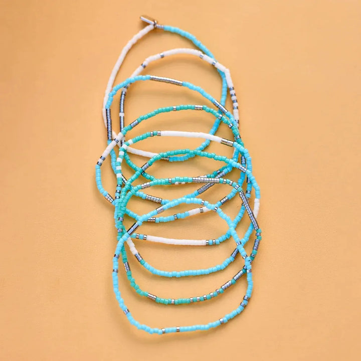 Pura Vida Seafoam Dream Stretch Bracelet Set Default Title pic 3 | SoHa Surf Shop