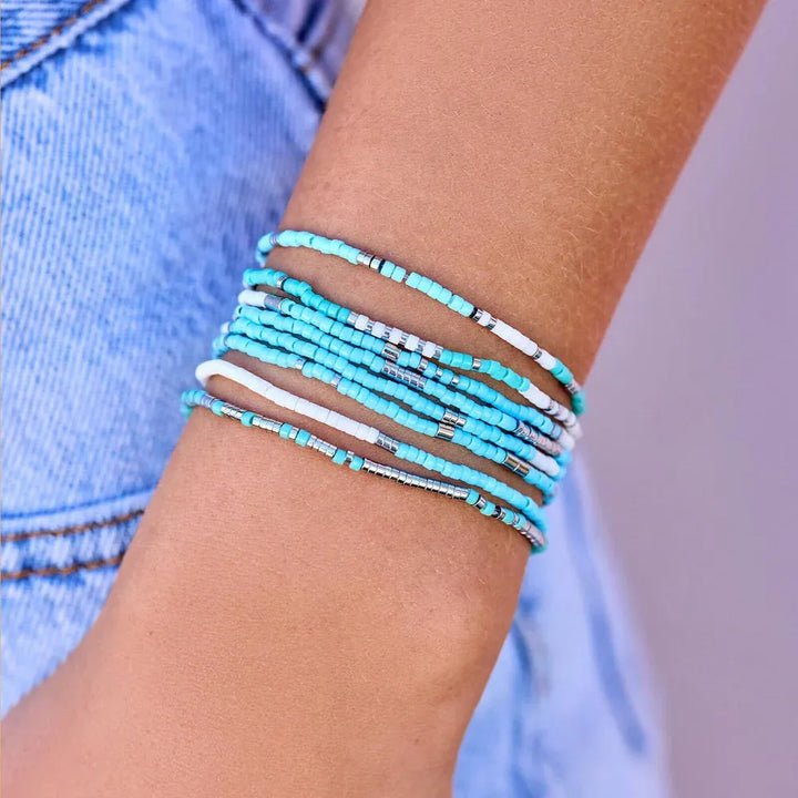 Pura Vida Seafoam Dream Stretch Bracelet Set Default Title pic 1 | SoHa Surf Shop
