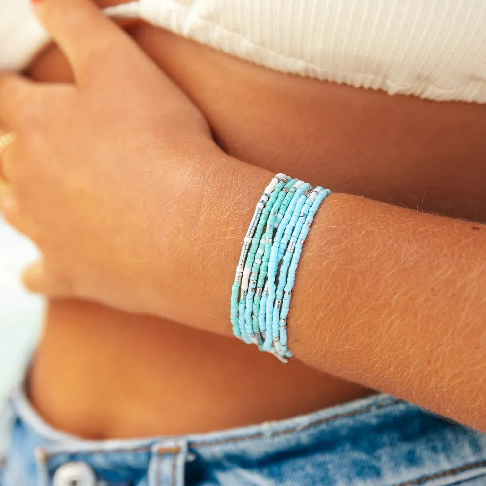 Pura Vida Seafoam Dream Stretch Bracelet Set Default Title pic 4 | SoHa Surf Shop