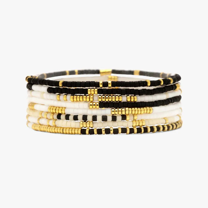 Pura Vida Monochrome Stretch Bracelet 8pk Monochrome pic 2 | SoHa Surf Shop