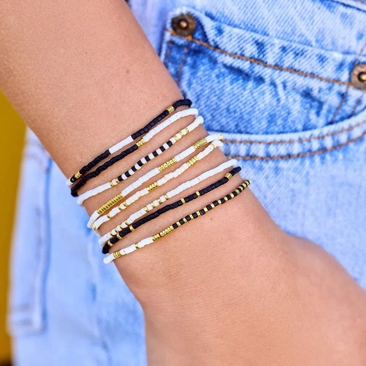 Pura Vida Monochrome Stretch Bracelet 8pk Monochrome pic 1 | SoHa Surf Shop