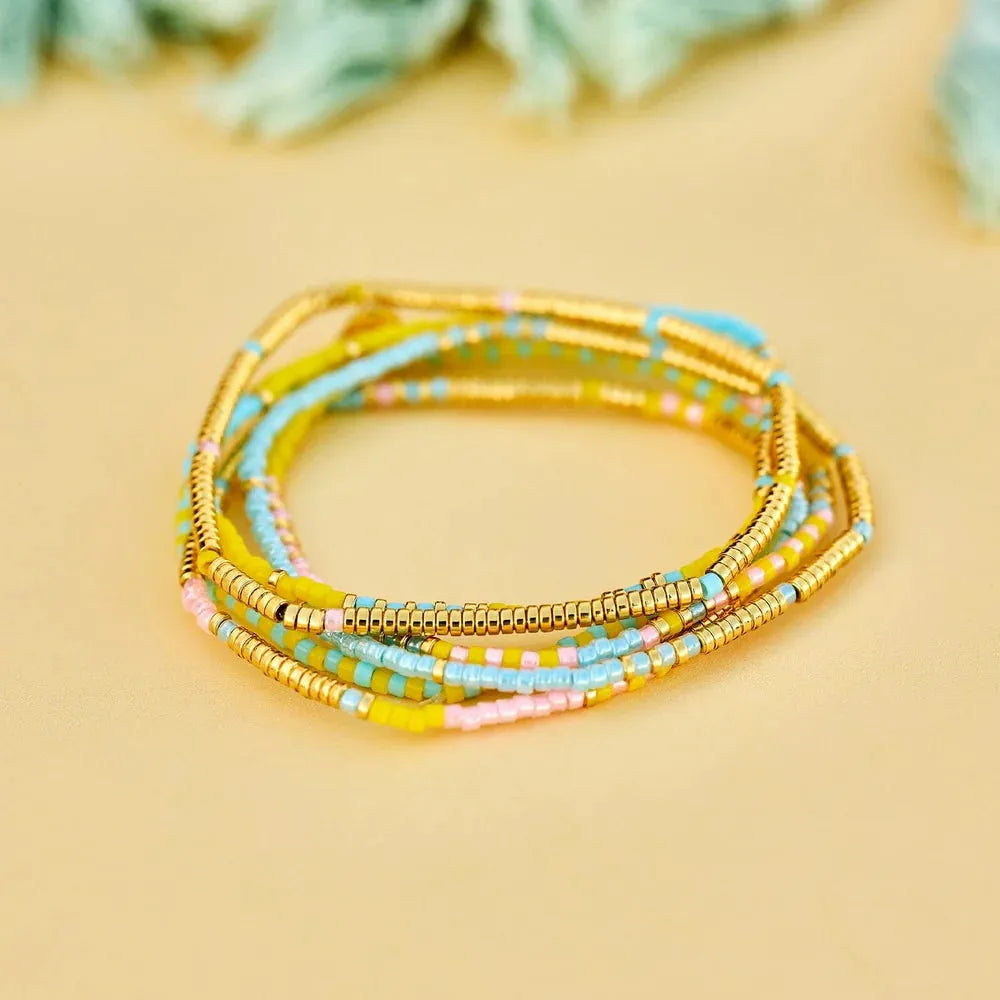 Pura Vida Mixed Bead Sunset Beach Stretch Br Default Title pic 4 | SoHa Surf Shop