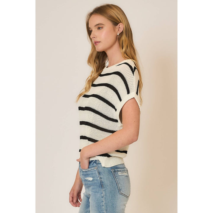Striped Drop Shoulder Knit Sleeveless Top1