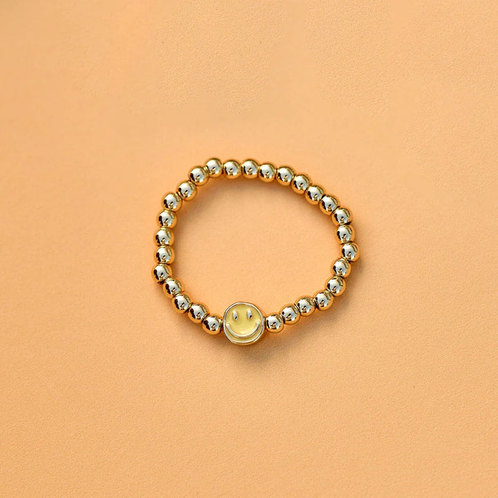Pura Vida Happy Face Stretch Ring Gold 4