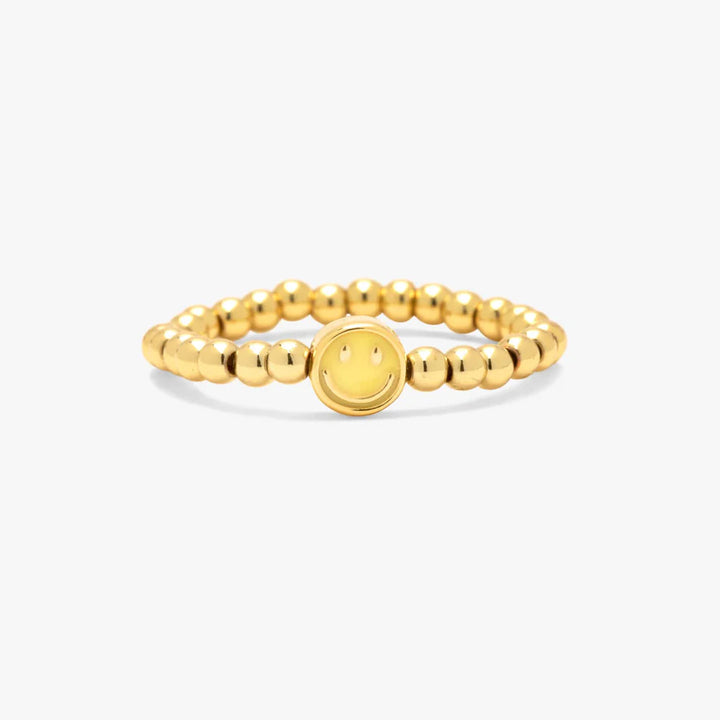 Pura Vida Happy Face Stretch Ring Gold 1