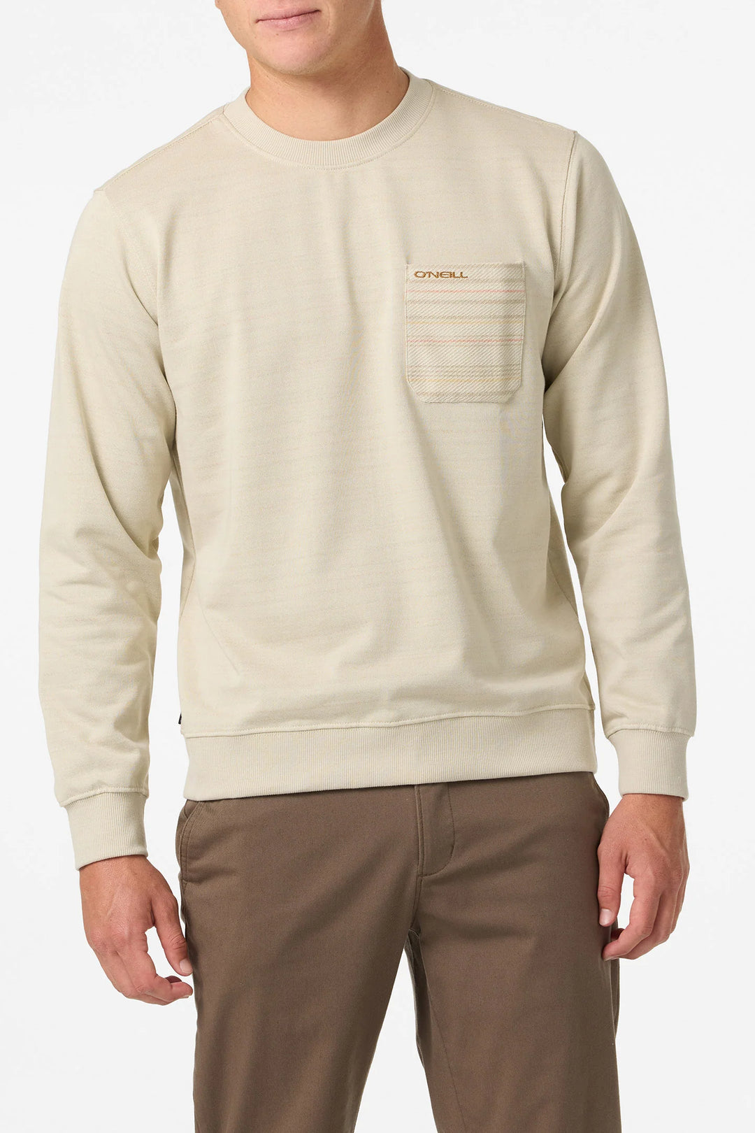 Oneill Men’s Bavaro Blocked Crew - Light Khaki