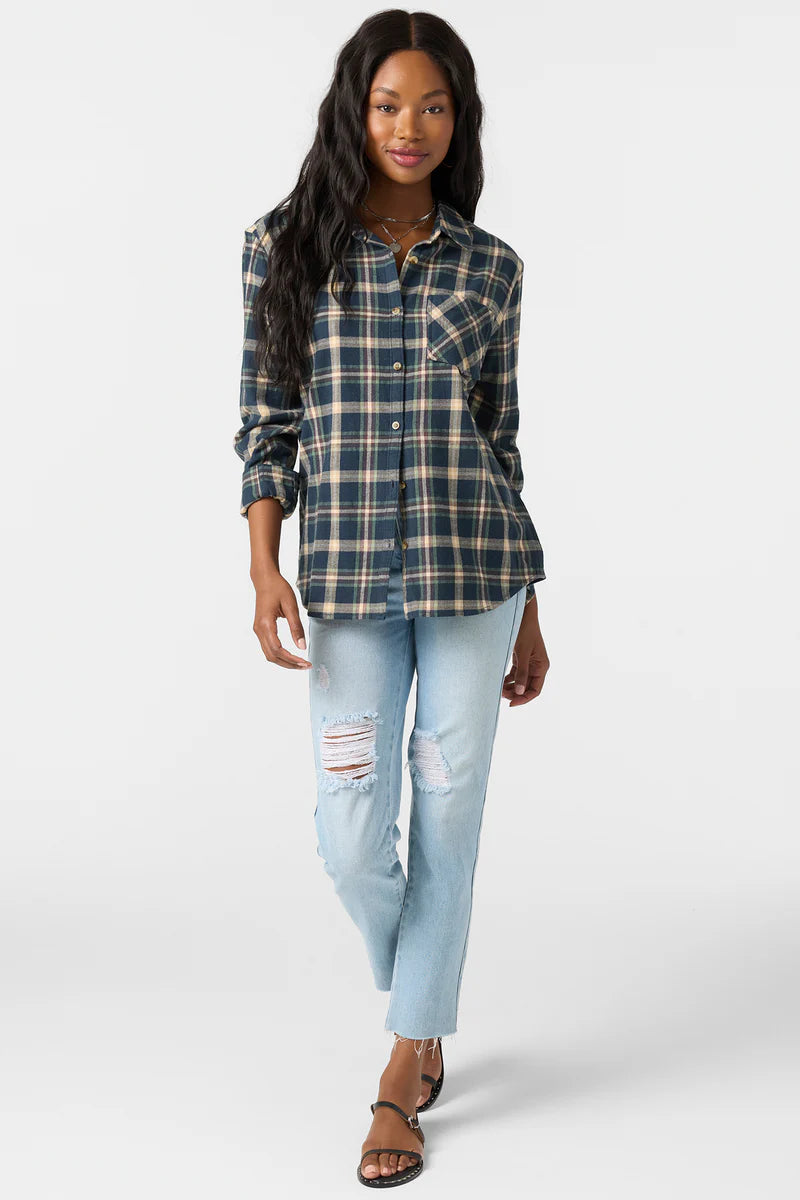 Oneill Women's Logan Flannel Top - Slate 2