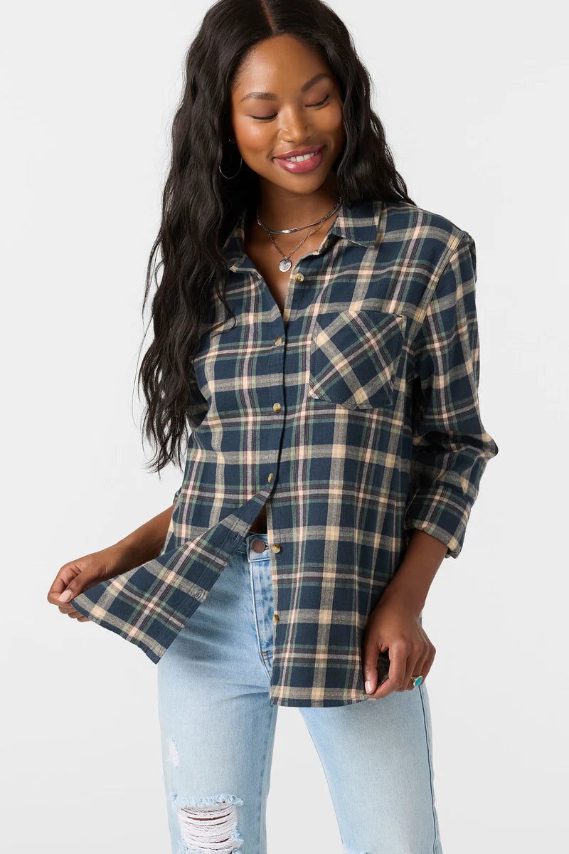 Oneill Women's Logan Flannel Top - Slate 4