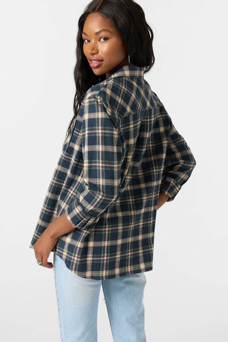 Oneill Women's Logan Flannel Top - Slate 1