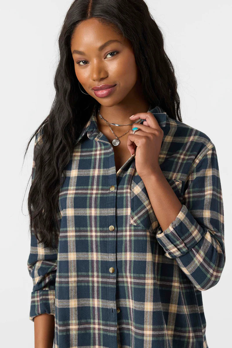 Oneill Women's Logan Flannel Top - Slate 3