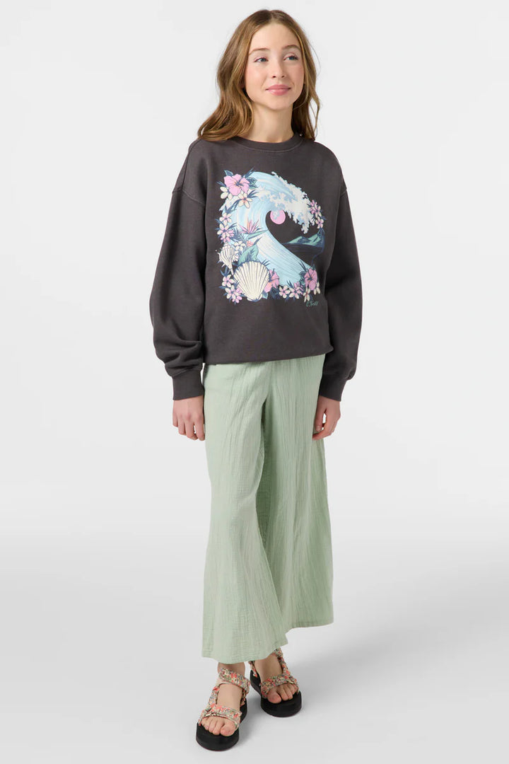 Oneill Girls Skylar Crew Neck - Washed Black 2