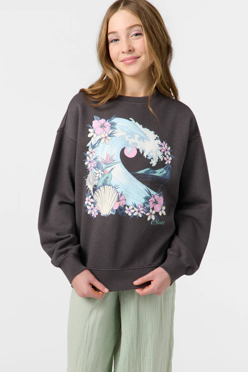 Oneill Girls Skylar Crew Neck - Washed Black 3