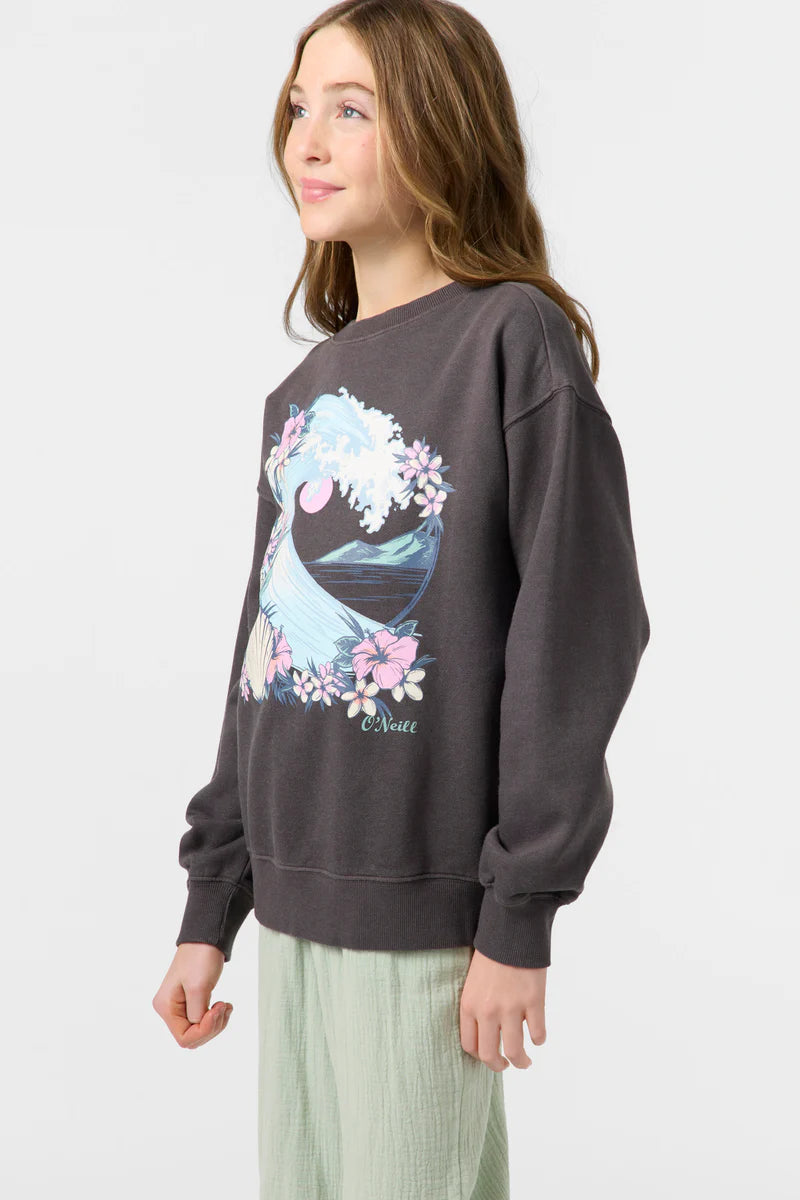 Oneill Girls Skylar Crew Neck - Washed Black 4