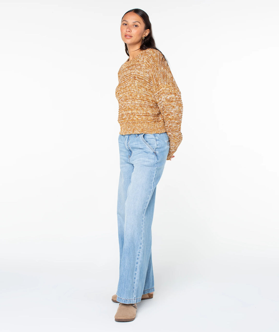 Roxy Women’s Enchanted Sky Crew - Buckthorn Brown/Snow White 5