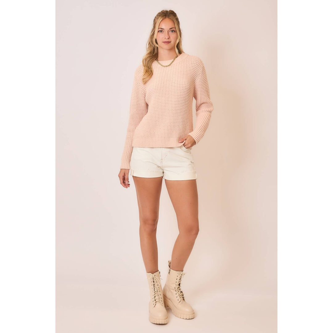 Crew Neck Waffle Knit Sweater lush1