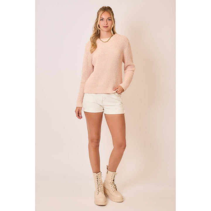 Crew Neck Waffle Knit Sweater lush1