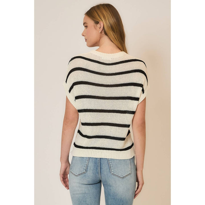 Striped Drop Shoulder Knit Sleeveless Top3