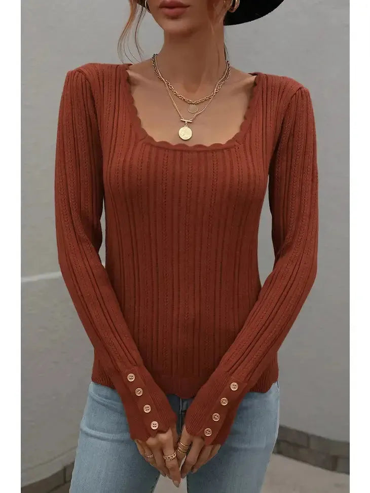 Button Detail Top Rust pic 1 | SoHa Surf Shop