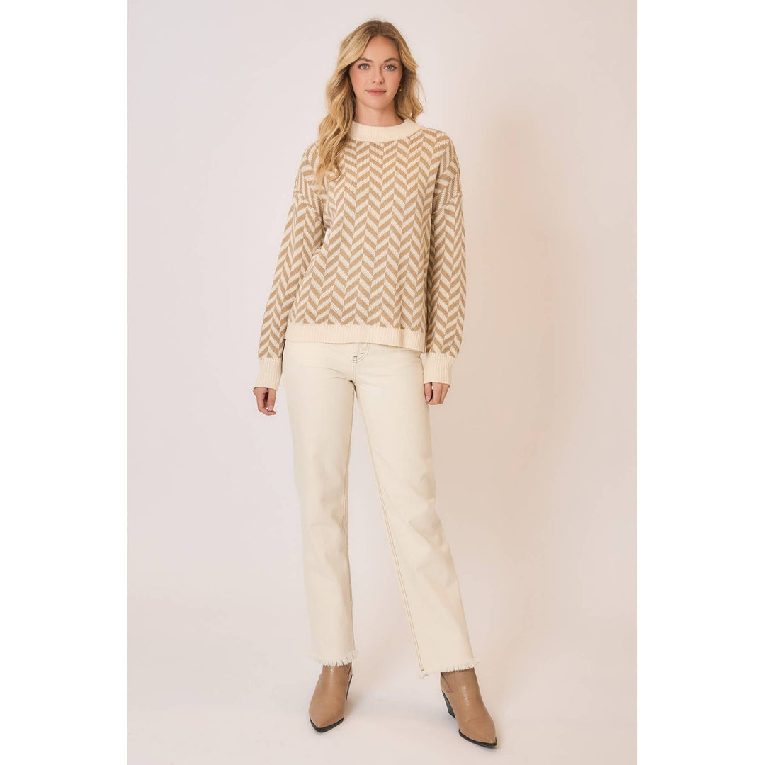 High Neck Herring Bone Knit Sweater3