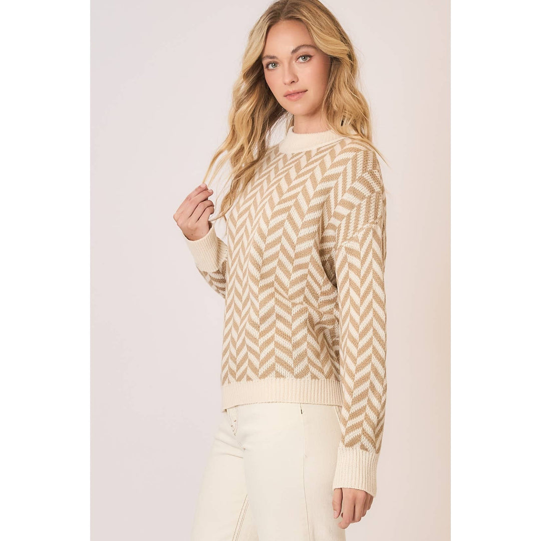 High Neck Herring Bone Knit Sweater1