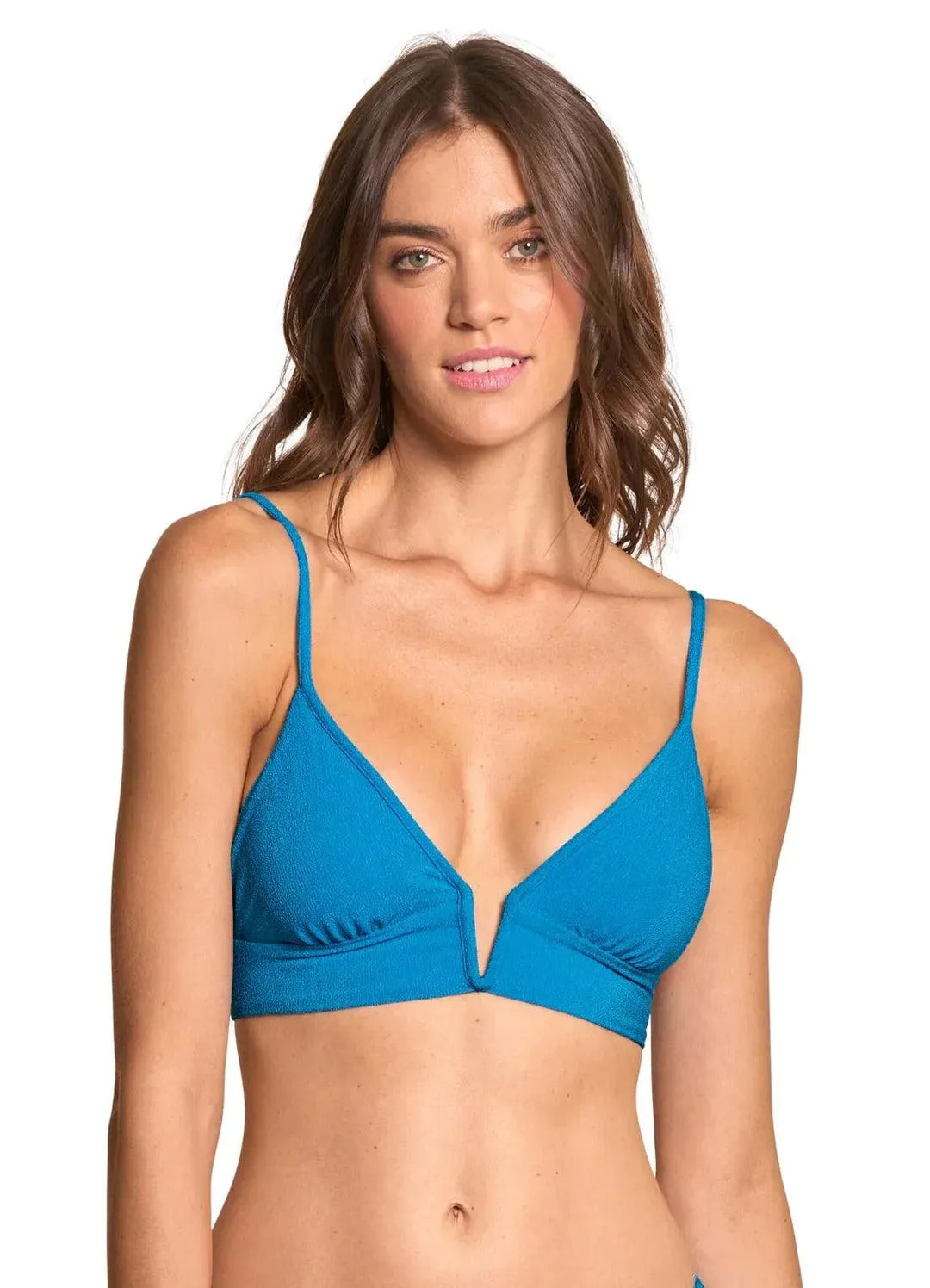 Maaji Women's Ocean Blue Parade Long Line Triangle Top Final Sale Ocean Blue pic 1 | SoHa Surf Shop