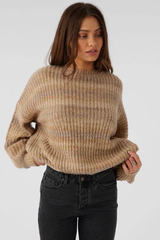 Oneill Women's Bayou Ombre Slouchy Sweater Tobacco Brown pic 1 | SoHa Surf Shop
