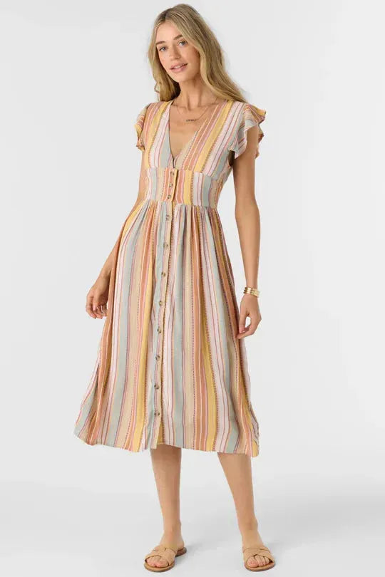 Oneill Women's Rainey Stripe Dress Multi Clr pic 1 | SoHa Surf Shop