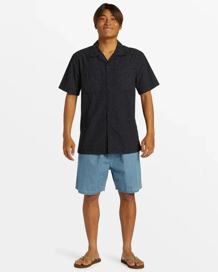 Quiksilver Men's XY Grid Casual Short Sleeve Black pic 5 | SoHa Surf Shop