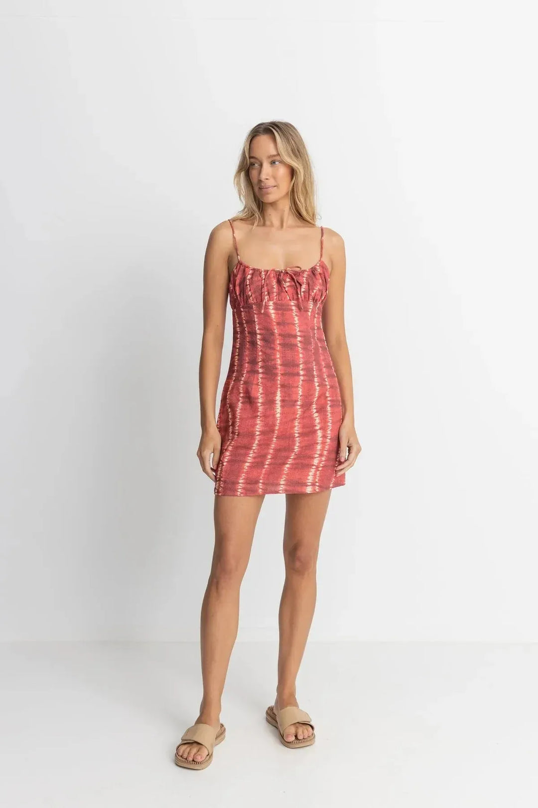 Rhythm Women's Sahara Tie Dye Mini Dress Red pic 1 | SoHa Surf Shop