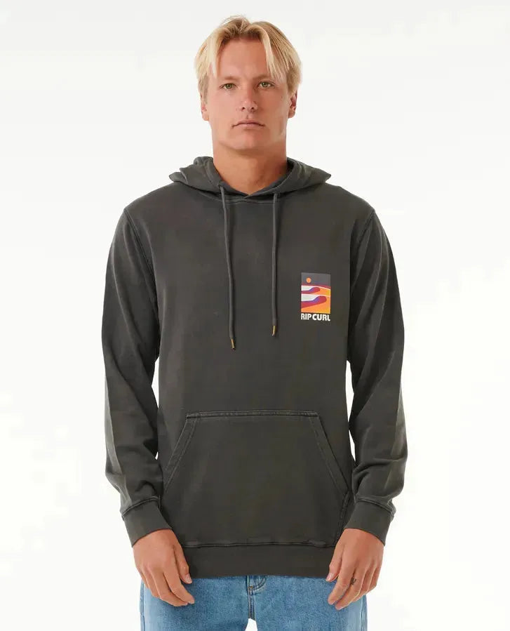 RipCurl Men's Surf Revival Lined Up Hoodie Washed Black pic 1 | SoHa Surf Shop