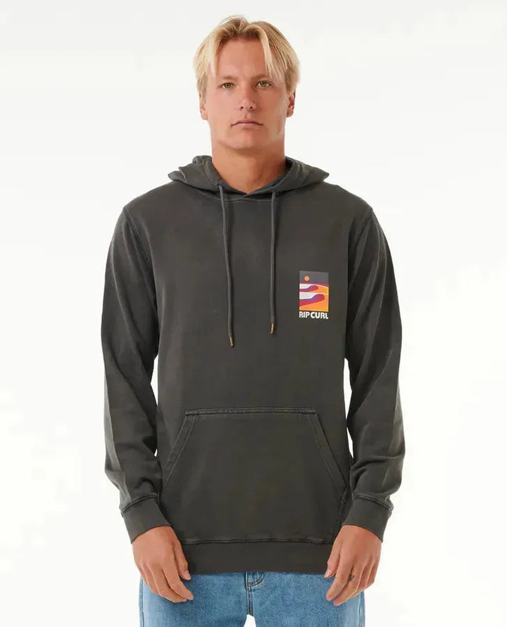 RipCurl Men's Surf Revival Lined Up Hoodie Washed Black pic 1 | SoHa Surf Shop