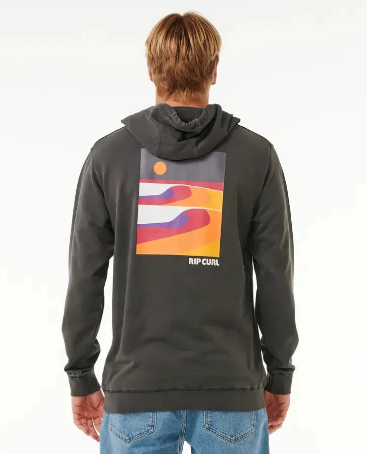 RipCurl Men's Surf Revival Lined Up Hoodie Washed Black pic 3 | SoHa Surf Shop