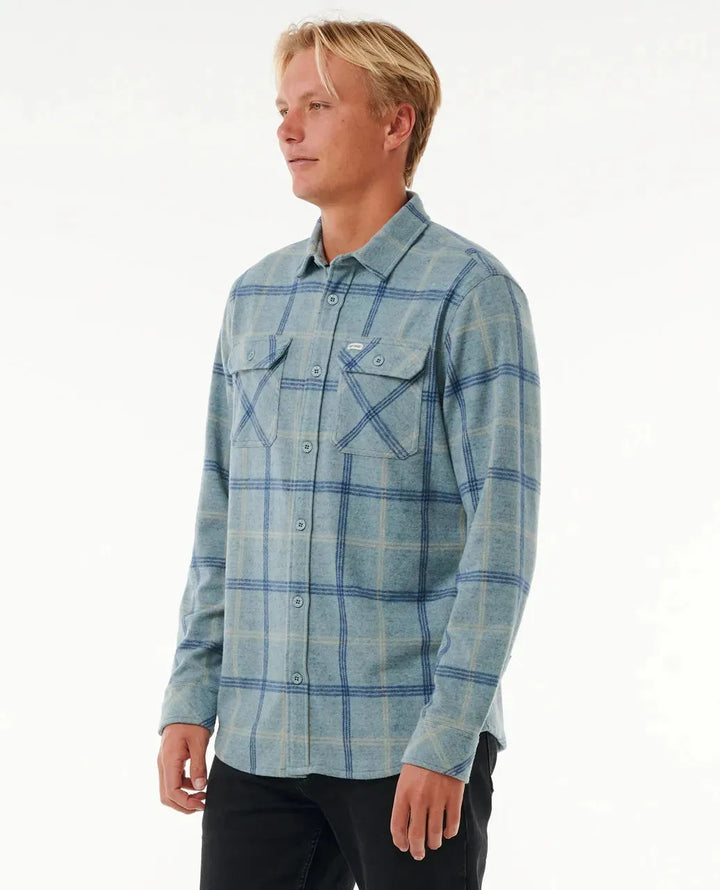 Ripcurl Men's Grid Long Sleeve Shirt Mineral Blue Marle pic 3 | SoHa Surf Shop