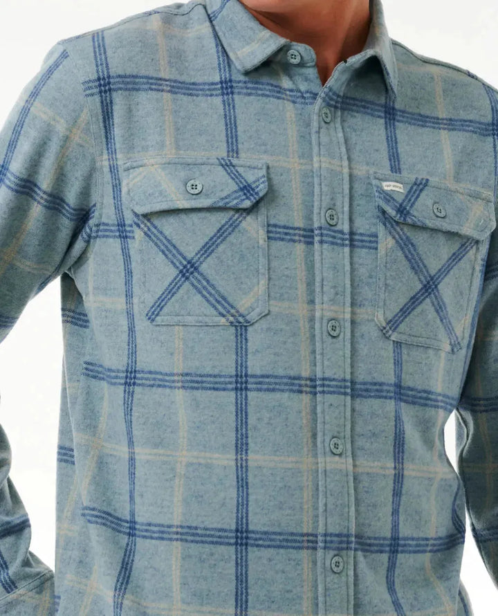 Ripcurl Men's Grid Long Sleeve Shirt Mineral Blue Marle pic 6 | SoHa Surf Shop