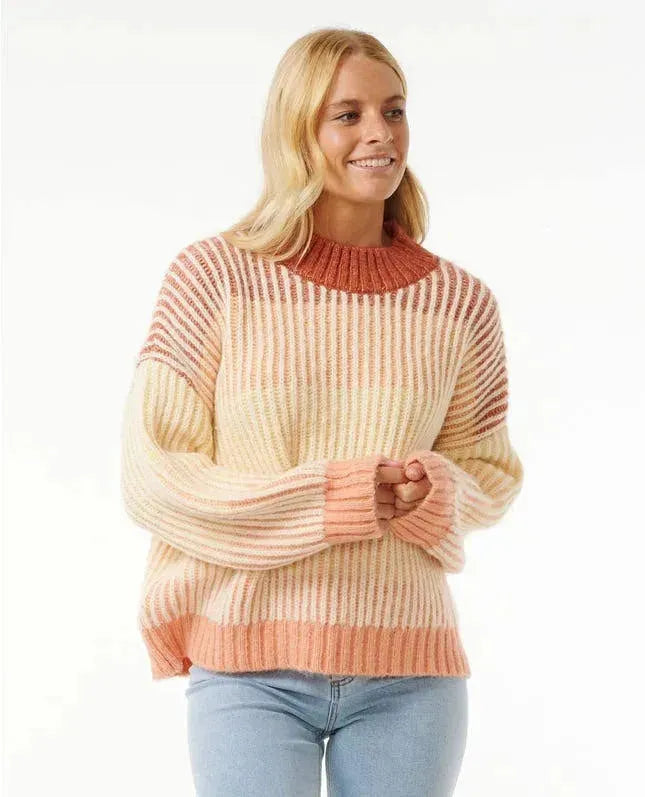 Ripcurl Soleil Rib Knit Crew Burnt Red pic 1 | SoHa Surf Shop