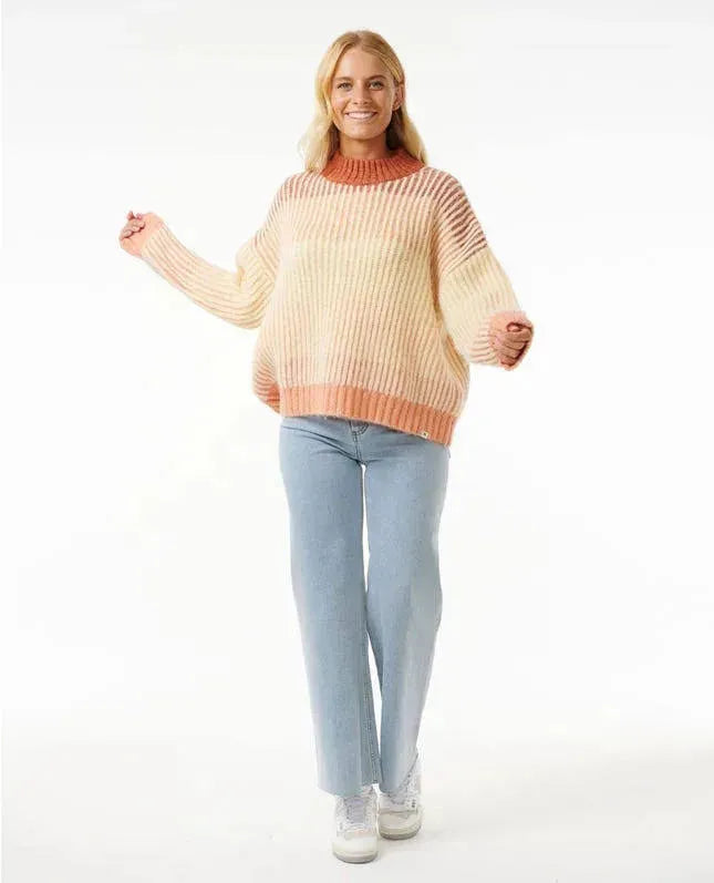 Ripcurl Soleil Rib Knit Crew Burnt Red pic 3 | SoHa Surf Shop