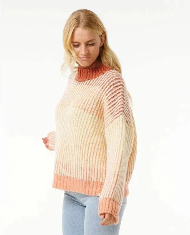 Ripcurl Soleil Rib Knit Crew Burnt Red pic 5 | SoHa Surf Shop