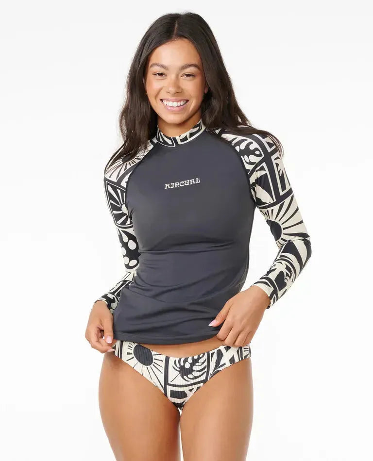 Ripcurl Women's Santorini Sun LS UPF Rashves Black pic 1 | SoHa Surf Shop