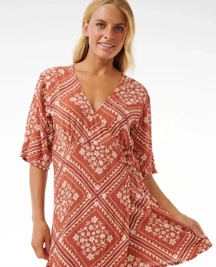 orange mini wrap dress Rip Curl Women's Soleil Wrap Dress
