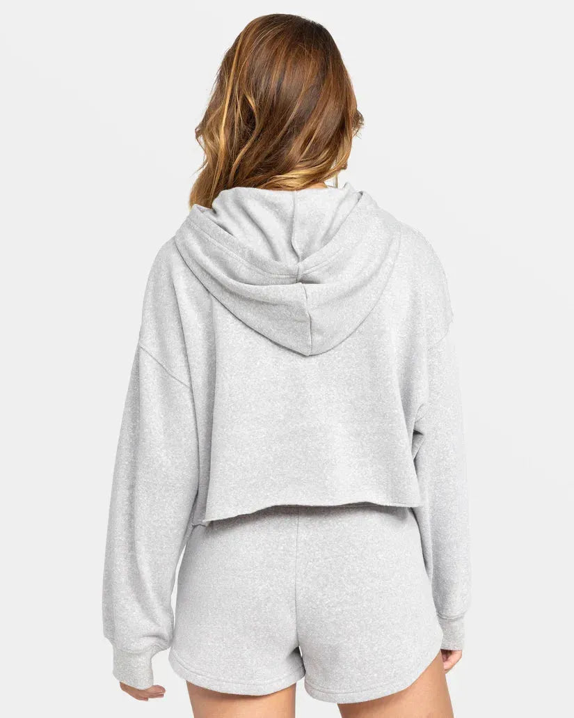 Roxy Women's Afternoon Hike Crop Hoodie Heritage Heather pic 2 | SoHa Surf Shop