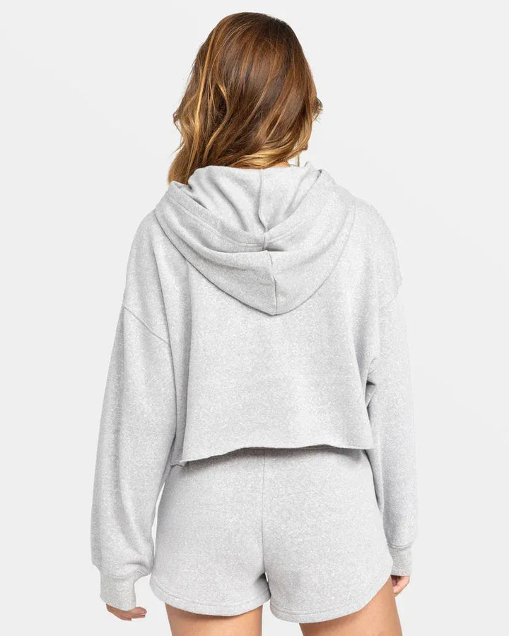Roxy Women's Afternoon Hike Crop Hoodie Heritage Heather pic 2 | SoHa Surf Shop