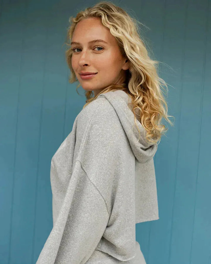 Roxy Women's Afternoon Hike Crop Hoodie Heritage Heather pic 7 | SoHa Surf Shop