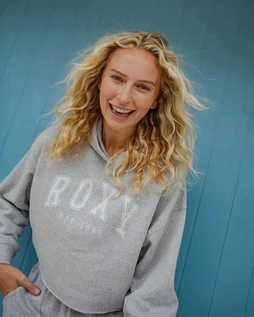 Roxy Women's Afternoon Hike Crop Hoodie Heritage Heather pic 8 | SoHa Surf Shop