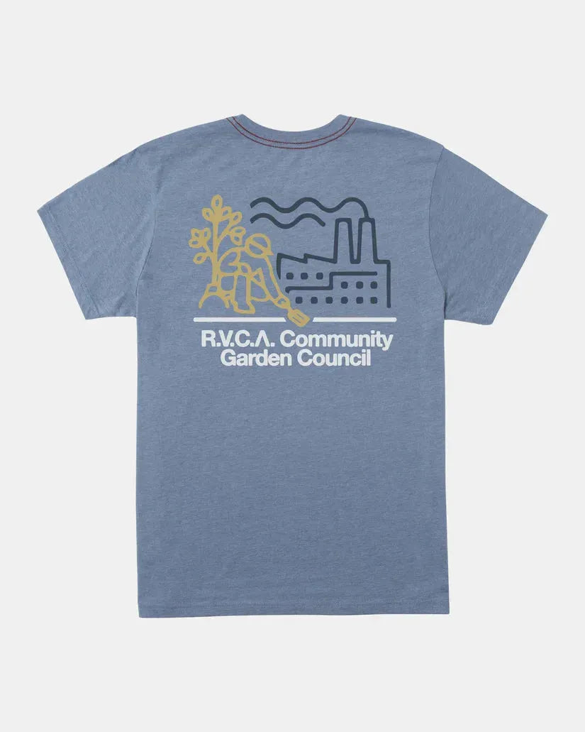 RVCA Men's Garden Council Tee Industrial Blue pic 1 | SoHa Surf Shop