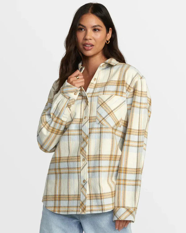 ブラウス シャツ RVCA レディース BREEZE FLANNEL 長袖シャツ/ルーカ胸ポケットデザインチェック柄長袖シャツ レディース RVCA ブラウス シャツ レディース BREEZE FLANNEL 長袖シャツ
